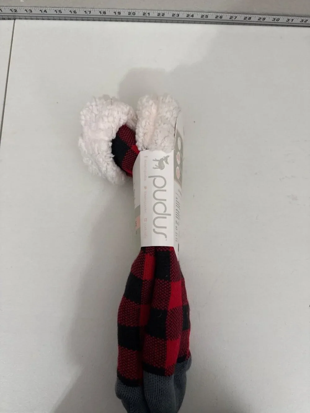 Pudus Red & Black Buffalo Plaid Slipper Socks With Ultra Plush Lining Non-Slip l